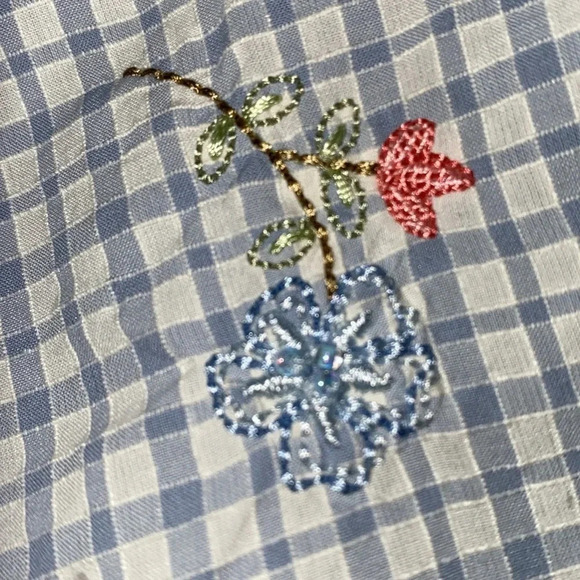 ALFRED DUNNER floral beaded embroidered textured checkered button down size 14 - Picture 6 of 11